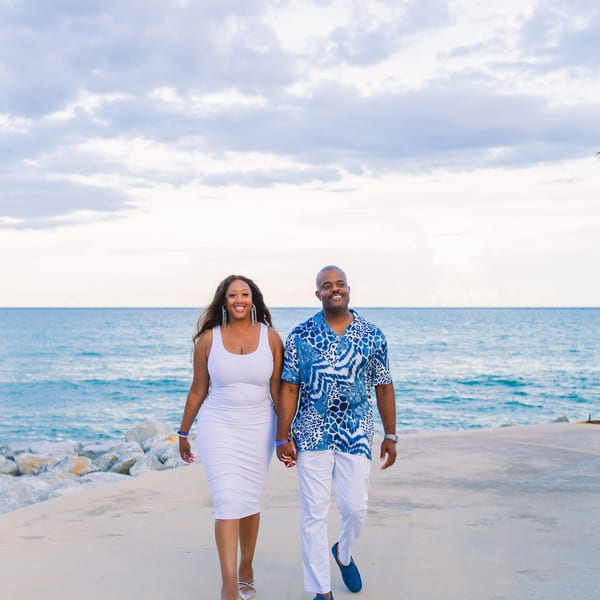 Couple laughing at home